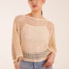 Round Neck Crochet Net Top