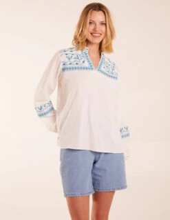 Full Sleeve Embroidered Blouse -Soft Dress Wear Sales Store BV5171 IVORY 12632