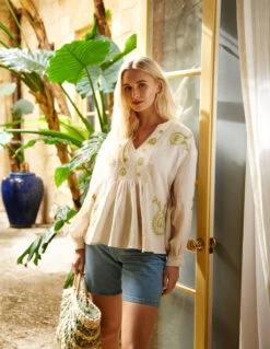 Embroidered Cheesecloth Top