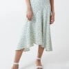 Floral Print Asymmetric Midi Skirt