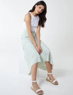 Floral Print Asymmetric Midi Skirt -Soft Dress Wear Sales Store NL1208BV248 60999