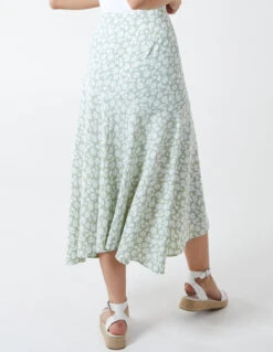 Floral Print Asymmetric Midi Skirt -Soft Dress Wear Sales Store NL1208BV248 61001