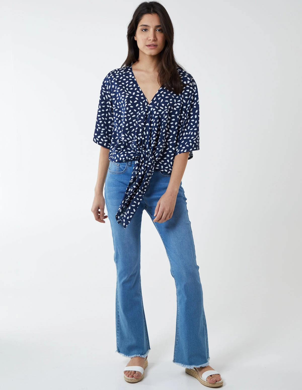 Abstract Spot Tie Front Batwing Top 3 Abstract Spot Tie Front Batwing Top - Image 3