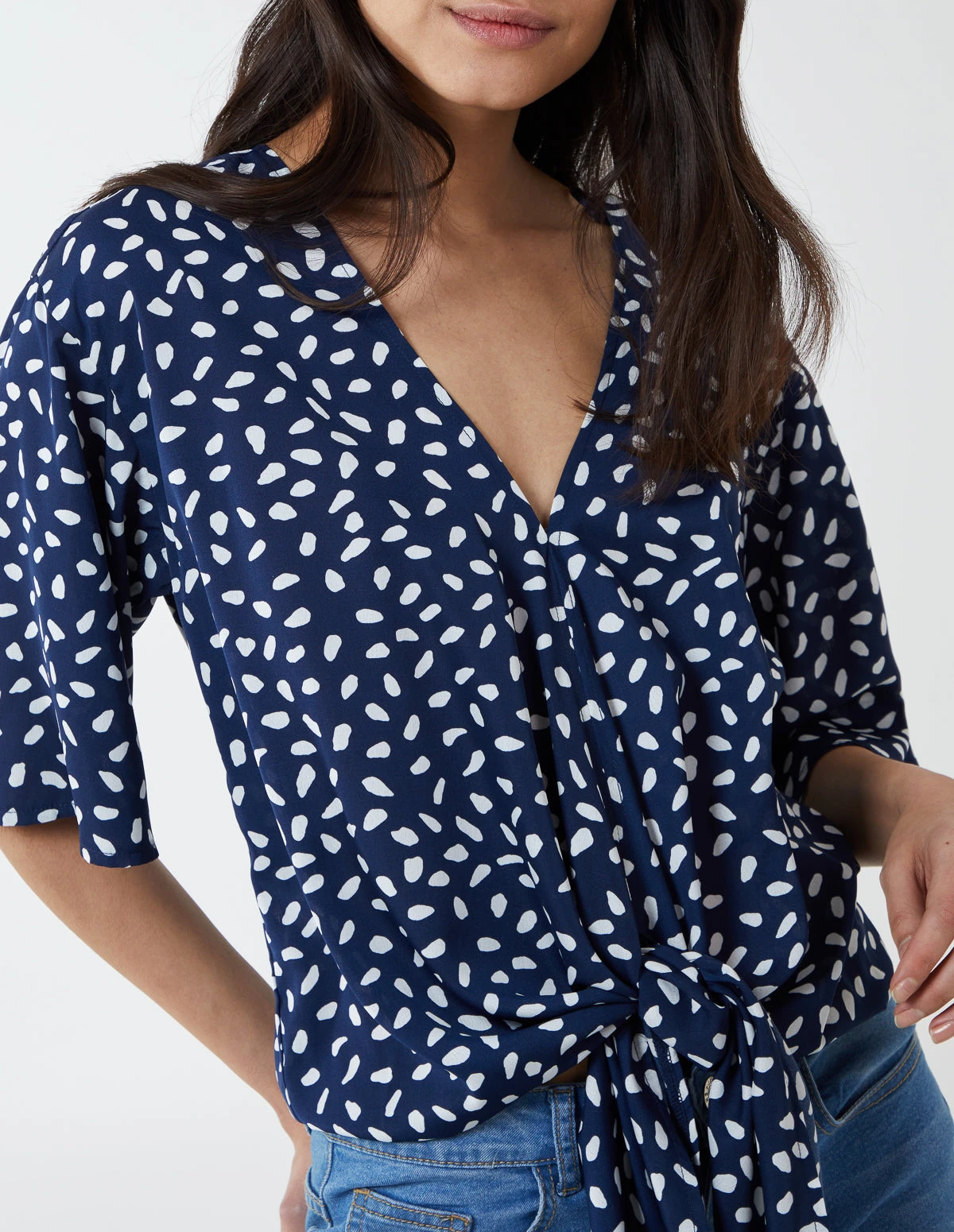 Abstract Spot Tie Front Batwing Top 4 Abstract Spot Tie Front Batwing Top - Image 4