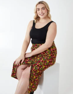 Curve Ruched Front Midi Skirt -Soft Dress Wear Sales Store NL1714BC063 77510