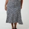 Curve Asymmetric Seam Midi Skirt
