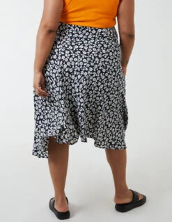 Curve Asymmetric Seam Midi Skirt -Soft Dress Wear Sales Store NL233725 BLACK 21