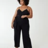 Curve Button Front Strappy Jumpsuit