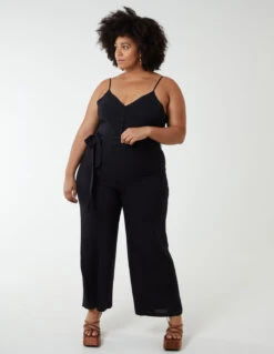 Curve Button Front Strappy Jumpsuit