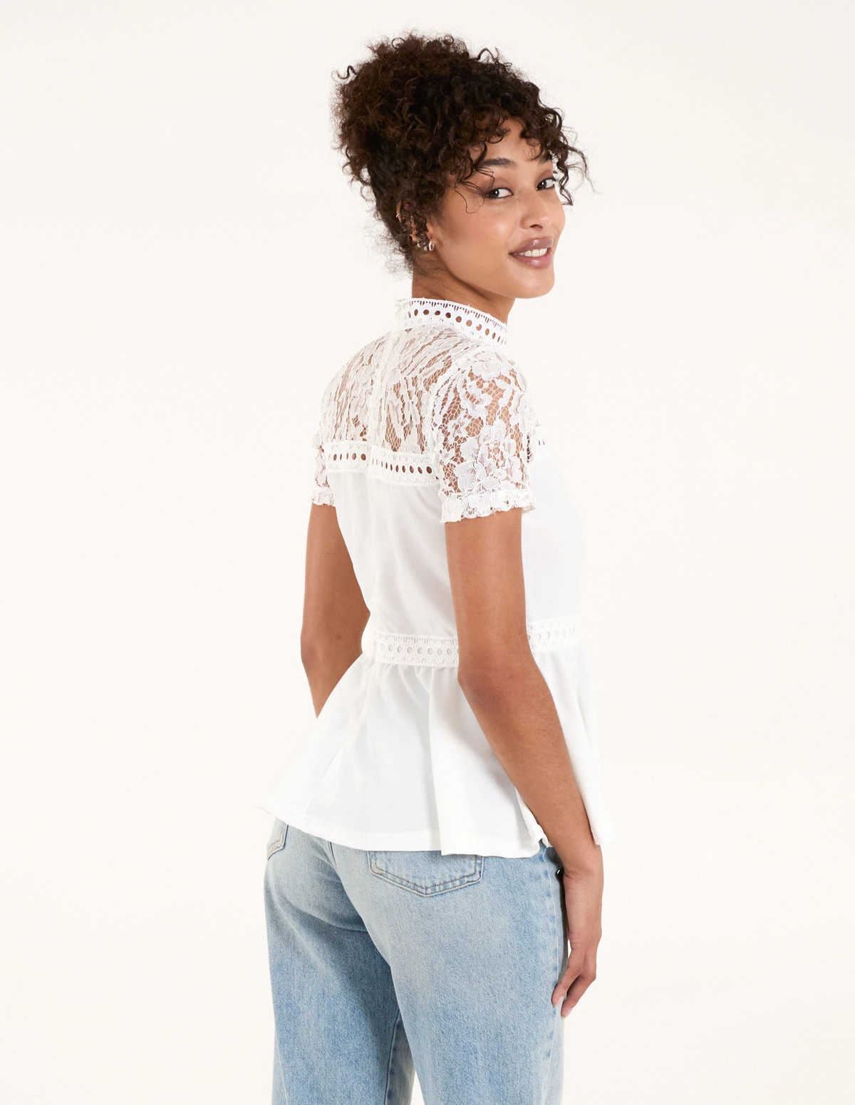 Lace Trimmed Peplum Top 4 Lace Trimmed Peplum Top - Image 4
