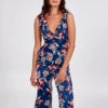 Knot Front V-Neck Culotte Jumpsuit