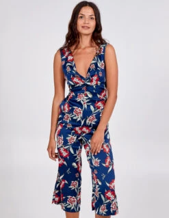 Knot Front V-Neck Culotte Jumpsuit