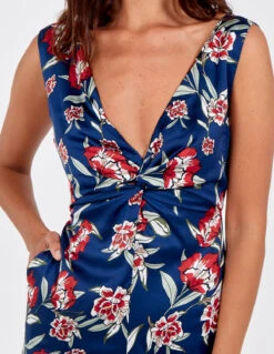 Knot Front V-Neck Culotte Jumpsuit -Soft Dress Wear Sales Store NL4844 NAVY 84 2db2ce81 9282 4414 b9da f6b3d419392e