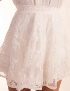 White Embroidered Mesh Skirt -Soft Dress Wear Sales Store NL5203 WHITE 10962