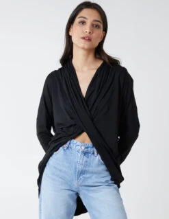 Asymmetric Drape Front Top 6 Asymmetric Drape Front Top -Soft Dress Wear Sales Store NV1619 BLACK 84