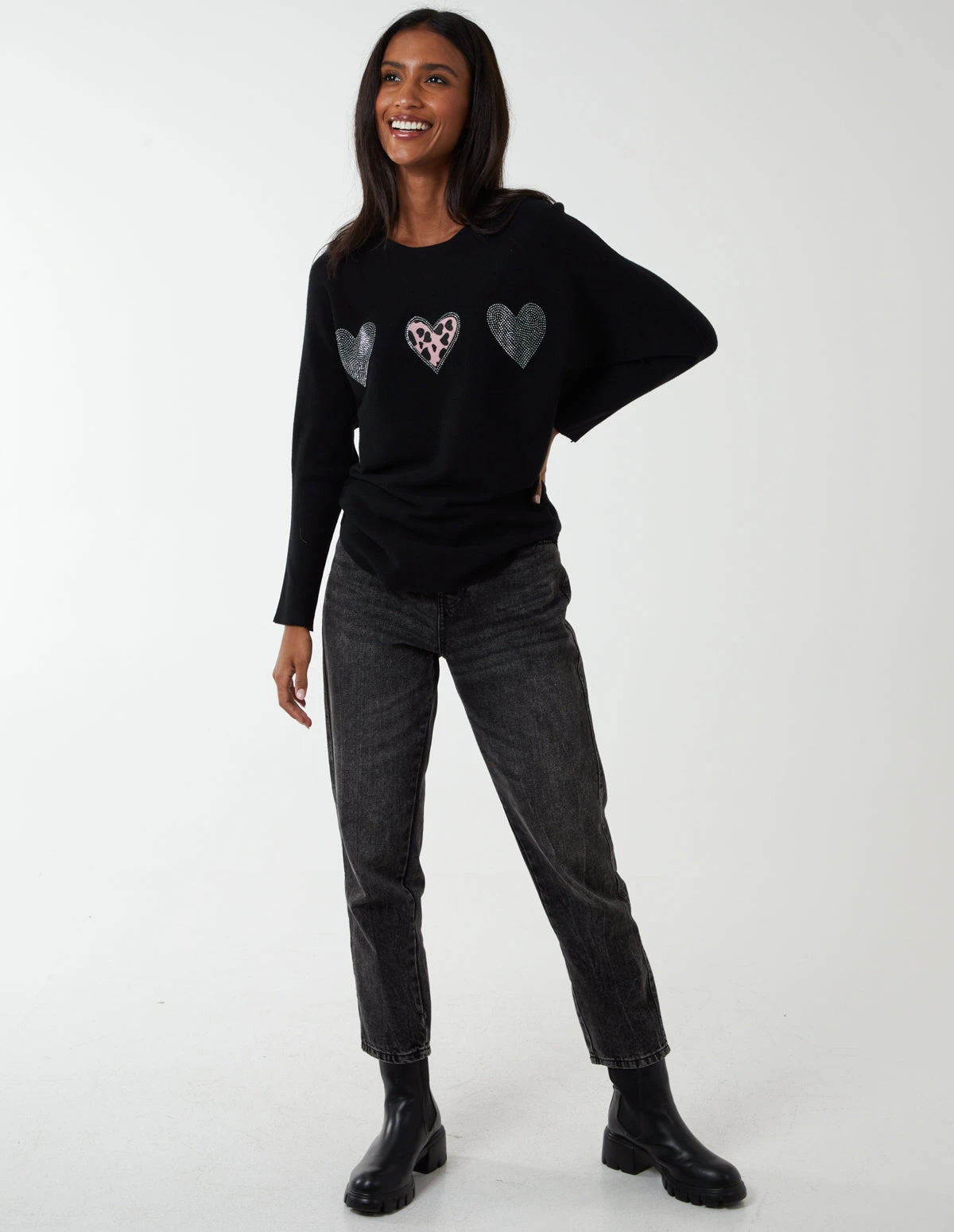 Diamante Heart Batwing Top 1 Diamante Heart Batwing Top