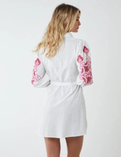 Embroidery Sleeve Cut Out Tunic 7 Embroidery Sleeve Cut Out Tunic -Soft Dress Wear Sales Store QED2693 PINK 2