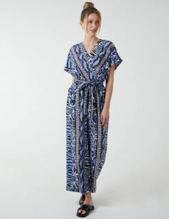 Multi Stripe Animal Jumpsuit -Soft Dress Wear Sales Store QED2708 BLUE 34