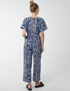 Multi Stripe Animal Jumpsuit -Soft Dress Wear Sales Store QED2708 BLUE 36