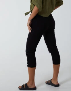 Zip Detail Crop Trouser -Soft Dress Wear Sales Store QED2770 BLACK 1