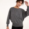 Metallic Deep Hem Batwing Top