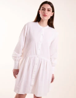 Tiered Shirt Mini Dress 6 Tiered Shirt Mini Dress -Soft Dress Wear Sales Store S22086 WHITE 1263