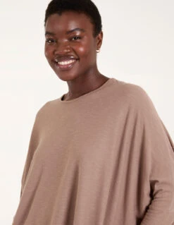 Long Sleeve Oversized Top -Soft Dress Wear Sales Store S22089 TAUPE 43088