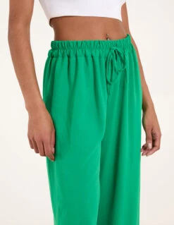 Drawstring Wide Leg Trousers -Soft Dress Wear Sales Store S22314 GREEN 3