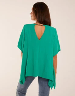 Chain Detail Short Sleeve Blouse 7 Chain Detail Short Sleeve Blouse -Soft Dress Wear Sales Store S22400 GREEN 34349
