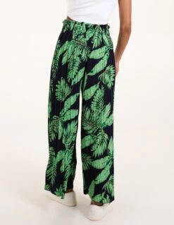 Tropical Print Elasticated Waist Culottes -Soft Dress Wear Sales Store S22516 NAVY 4