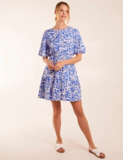 Crew Neck Aztec Tiered Mini Dress -Soft Dress Wear Sales Store S231747B002 131703