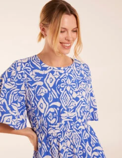 Crew Neck Aztec Tiered Mini Dress -Soft Dress Wear Sales Store S231747B002 131704