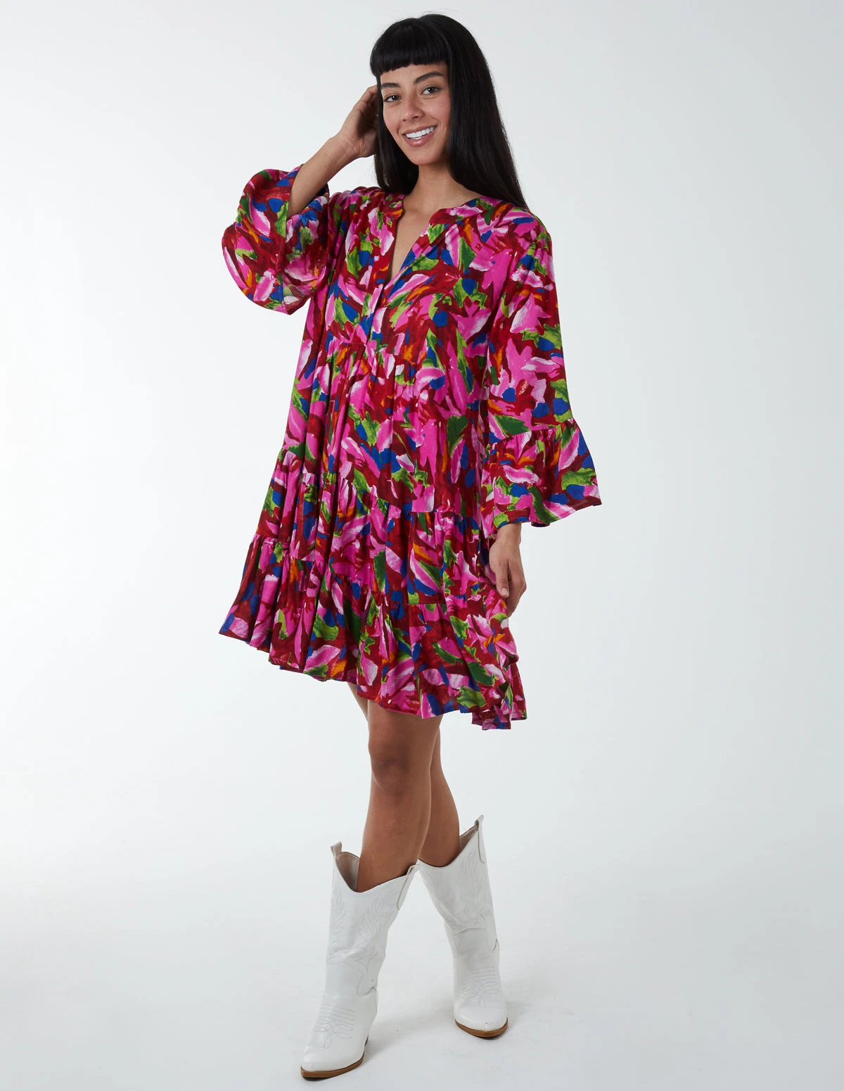 Tunic Tiered Smock Mini Dress 2 Tunic Tiered Smock Mini Dress - Image 2