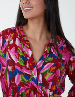 Tunic Tiered Smock Mini Dress 7 Tunic Tiered Smock Mini Dress -Soft Dress Wear Sales Store SS23234 PINKPATTERN 6897