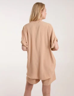 V-Neck Short Sleeve Blouse -Soft Dress Wear Sales Store SS23395 CAMEL 0598