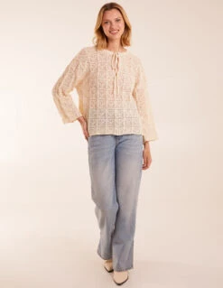 Keyhole Tie Crochet Top 5 Keyhole Tie Crochet Top -Soft Dress Wear Sales Store WF5177 STONE 12943