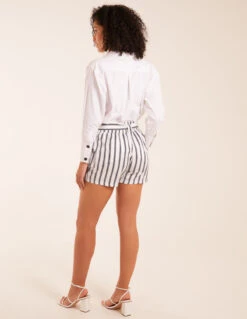 Stripe Belted Shorts 7 Stripe Belted Shorts -Soft Dress Wear Sales Store bv2208 white10806