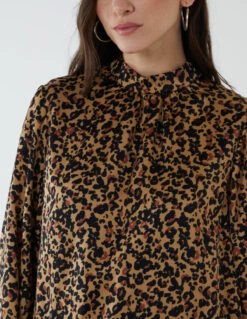 Satin Blouson Top -Soft Dress Wear Sales Store bv222407 BROWN 93