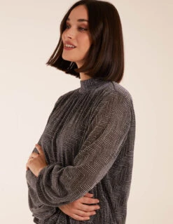 Puffball High Neck Top -Soft Dress Wear Sales Store bv222413 silver27843