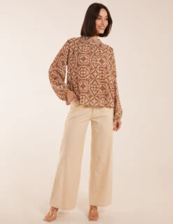 High Neck Baroque Blouse -Soft Dress Wear Sales Store bv2315 cream23127