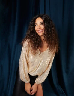 Sequin Batwing Blouse