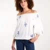 Embroidered Puffball Top