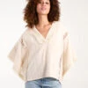 V Front Crochet Fringe Kimono Top