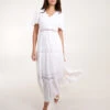 Crochet Detailing Angel Sleeve Tiered Maxi Dress