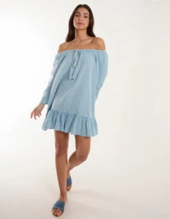 Lace Trim Tunic Dress -Soft Dress Wear Sales Store bv245922 denim 18060