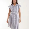 Stripe Button Front Shirt Dress