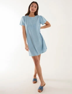 Embroidered Mini Dress 6 Embroidered Mini Dress -Soft Dress Wear Sales Store bv245945 lightdenim 18095
