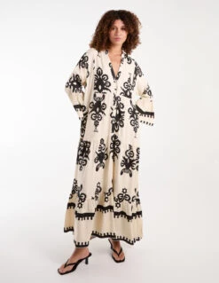 V Front Smock Maxi Dress -Soft Dress Wear Sales Store bv245949 beige 34525