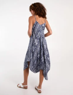 Navy Elephant Print Hanky Hem Dress -Soft Dress Wear Sales Store bv245964 blue 34817