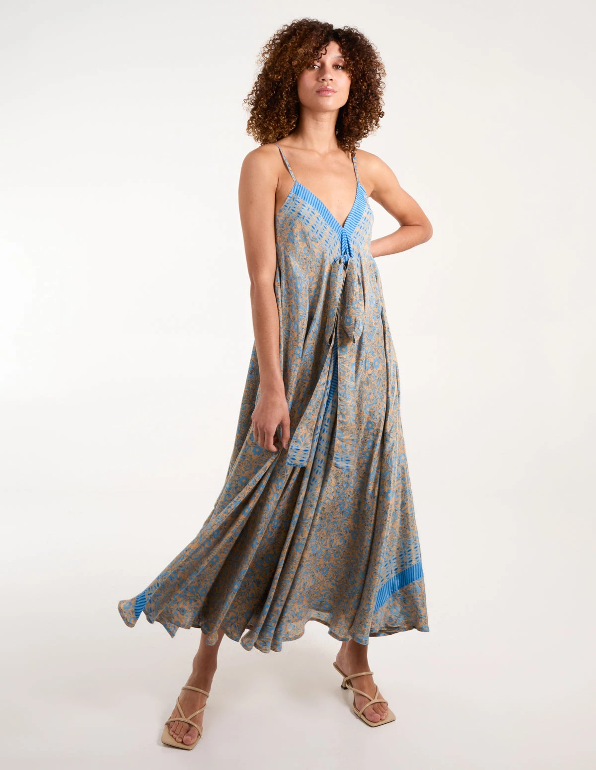V Neck Draped Maxi Dress 3 V Neck Draped Maxi Dress - Image 3